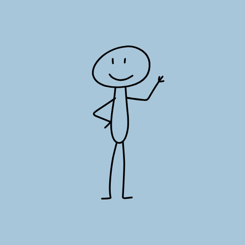 Stick figure on blue background
