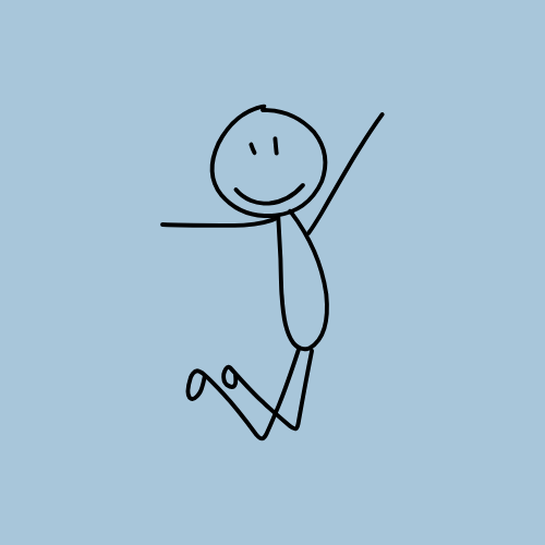 Stick figure on blue background