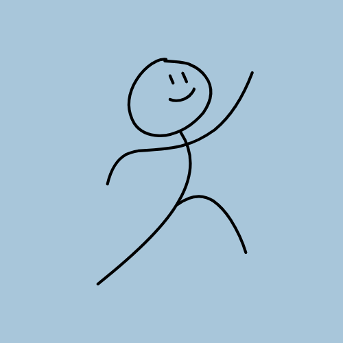 Stick figure on blue background